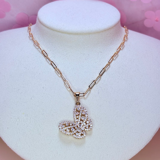pave finished butterfly necklace