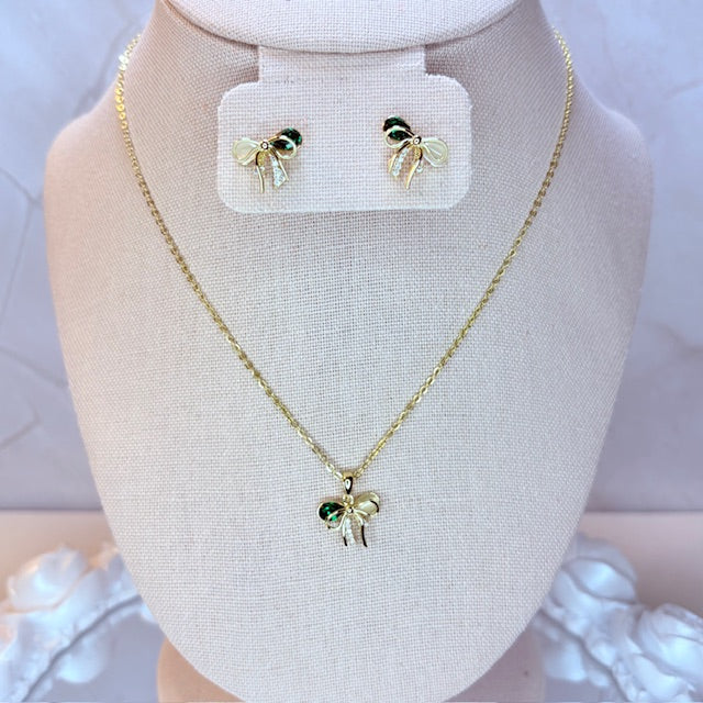 coquette bow necklace set