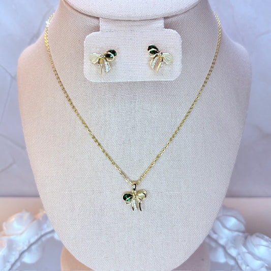 coquette bow necklace set