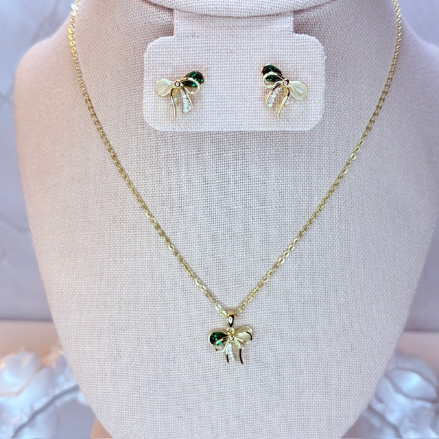 coquette bow necklace set