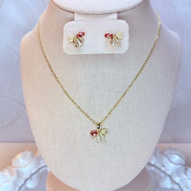 coquette bow necklace set