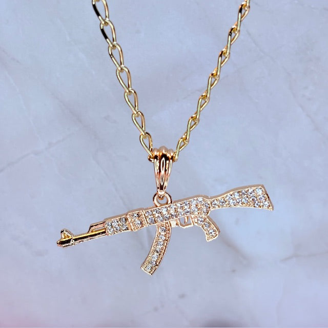diamond drip AK necklace