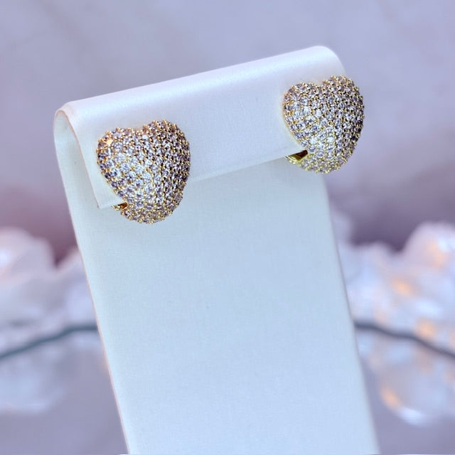diamond drip heart huggie earrings