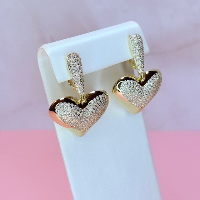 diamond heart drop earrings