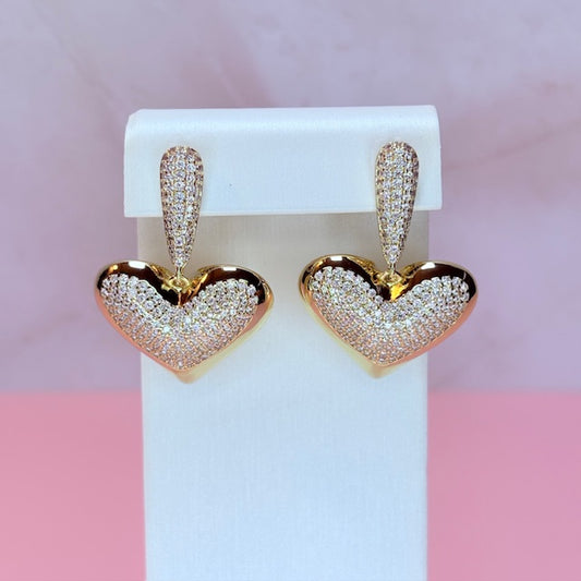 diamond heart drop earrings