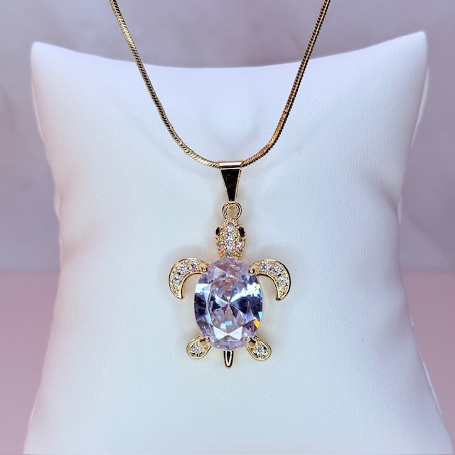 diamond shell turtle necklace