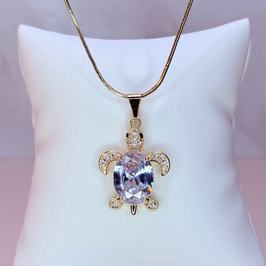 diamond shell turtle necklace