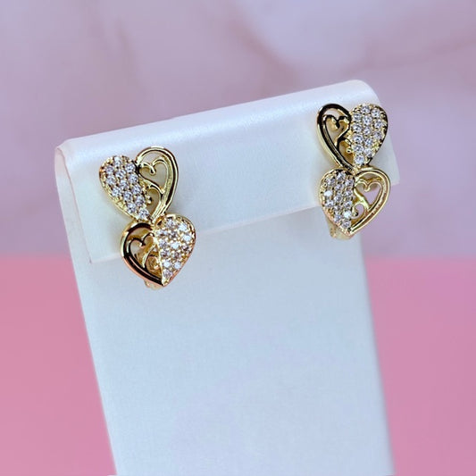 doble corazon earrings