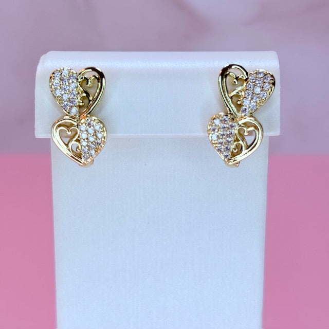 doble corazon earrings