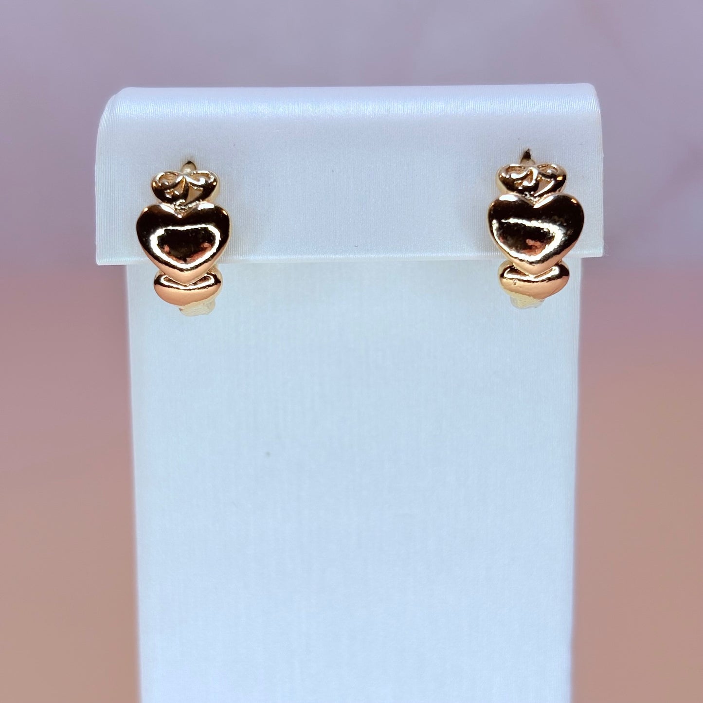 double heart huggie earrings