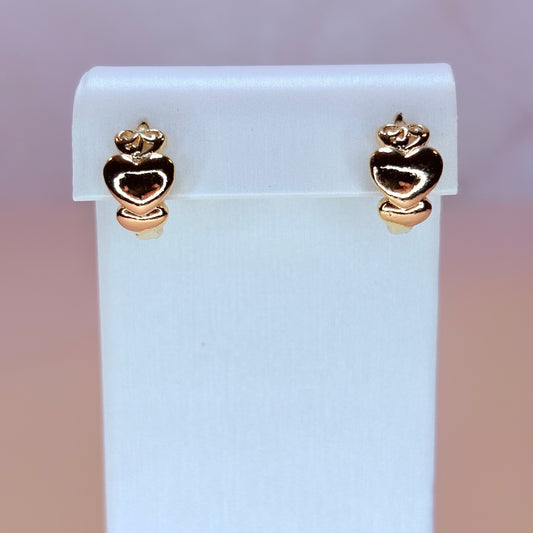 double heart huggie earrings
