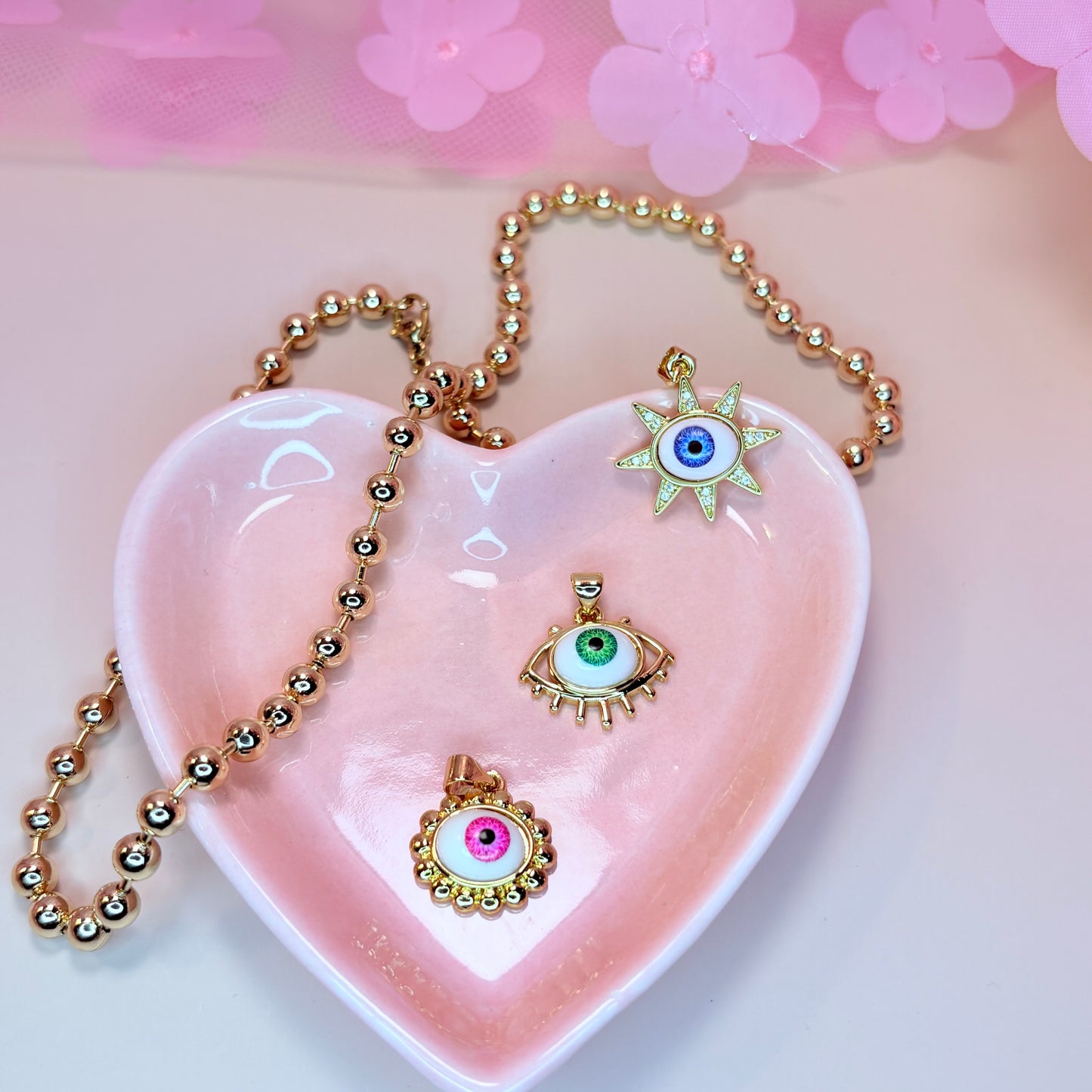 dreamy evil eye pendant trio