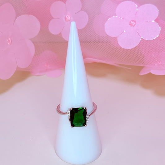 silver envy emerald ring