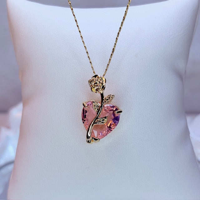 enchanted rose heart necklace