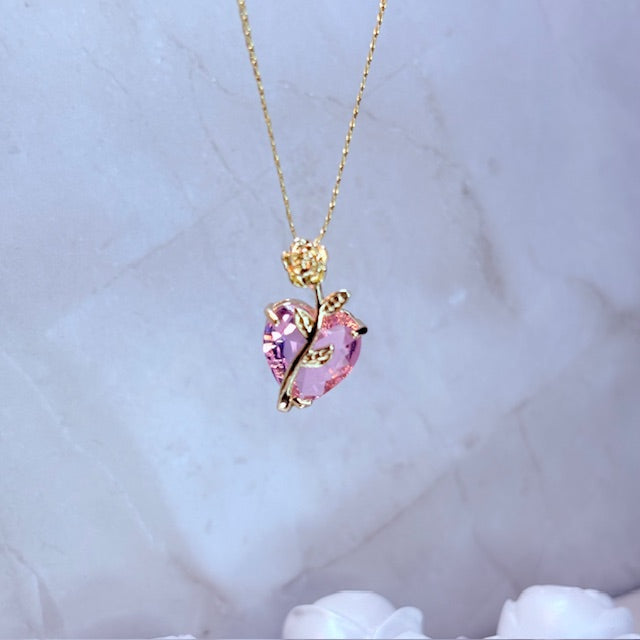 enchanted rose heart necklace