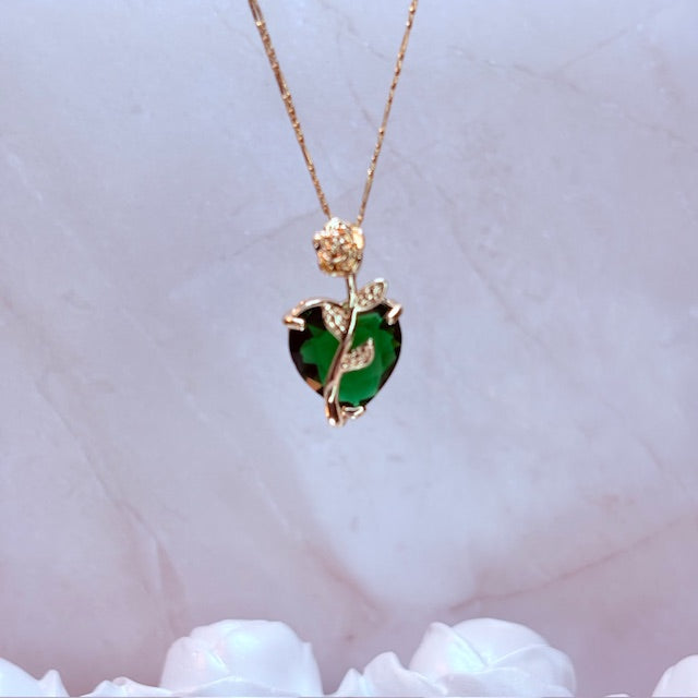 enchanted rose heart necklace