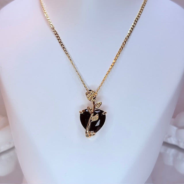 enchanted rose heart necklace