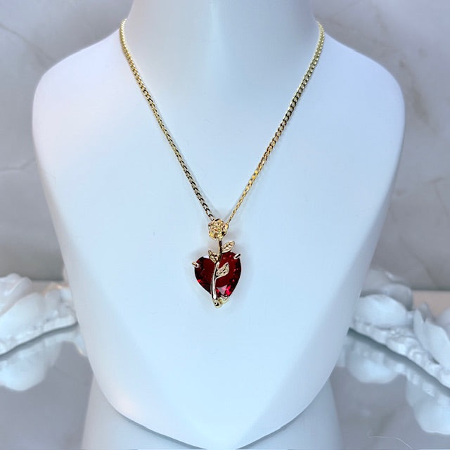 enchanted rose heart necklace