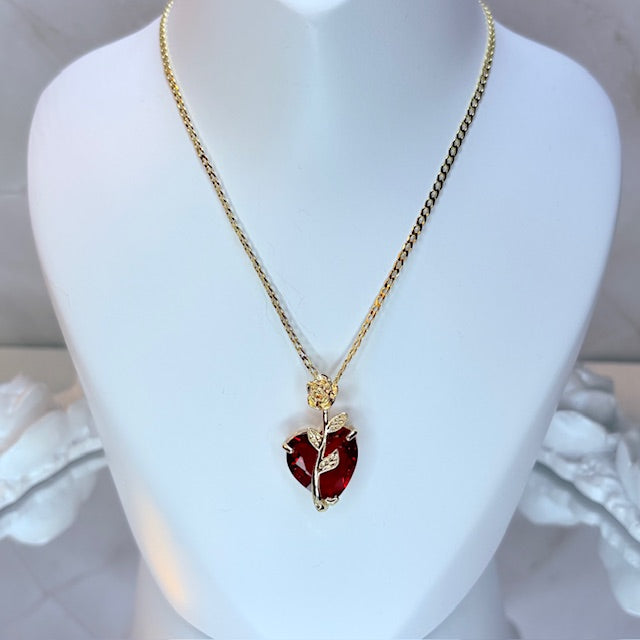 enchanted rose heart necklace