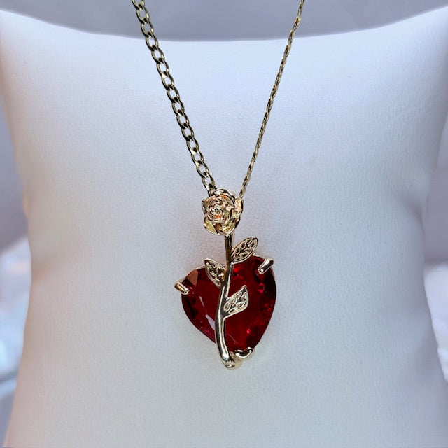 enchanted rose heart necklace