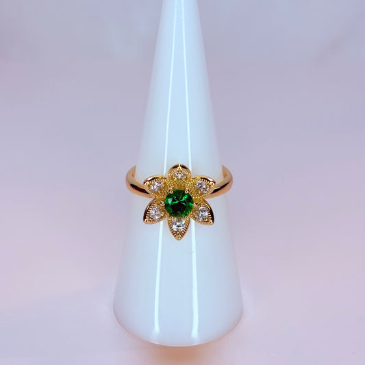 flower emerald ring
