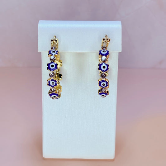 Evil Eye Hoop Earrings - Blue