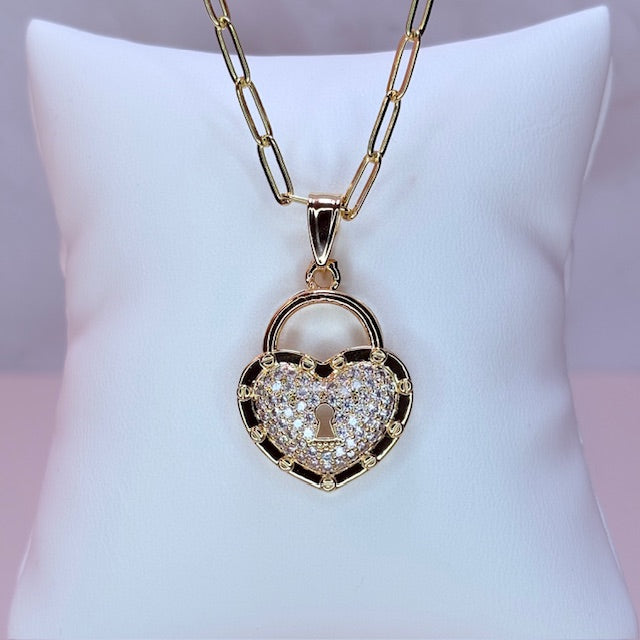 forever heart lock necklace