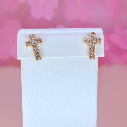 gold cross earrings