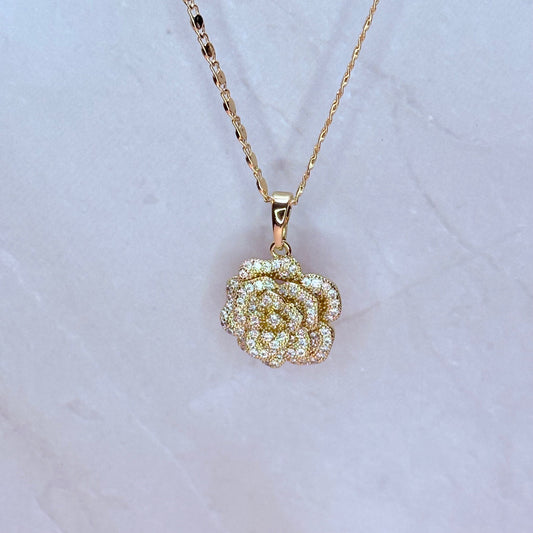 golden bloom rose necklace