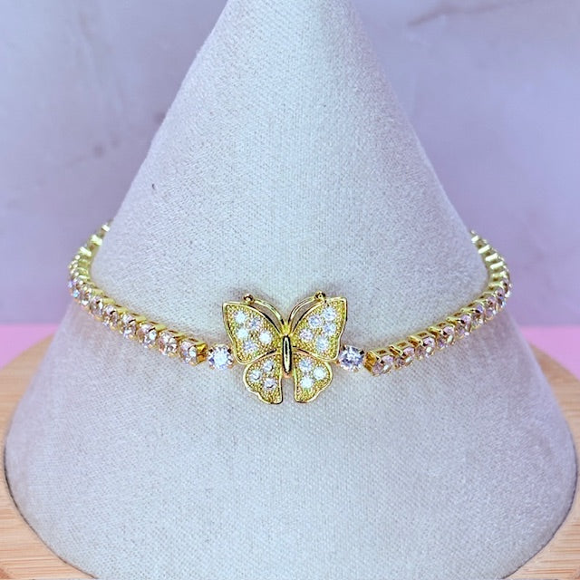 golden flutter tennis bracelet