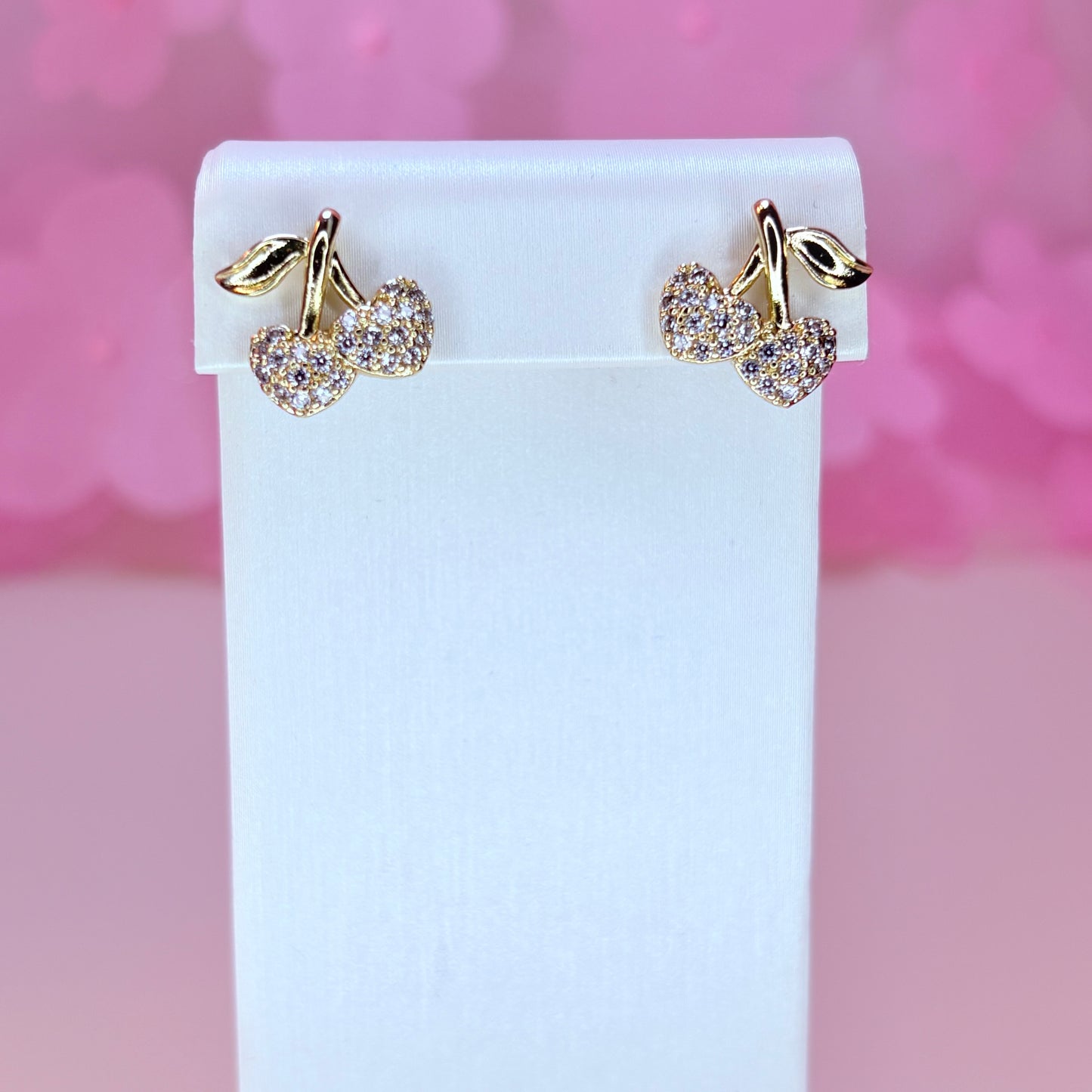 gold heart-cherry earrings