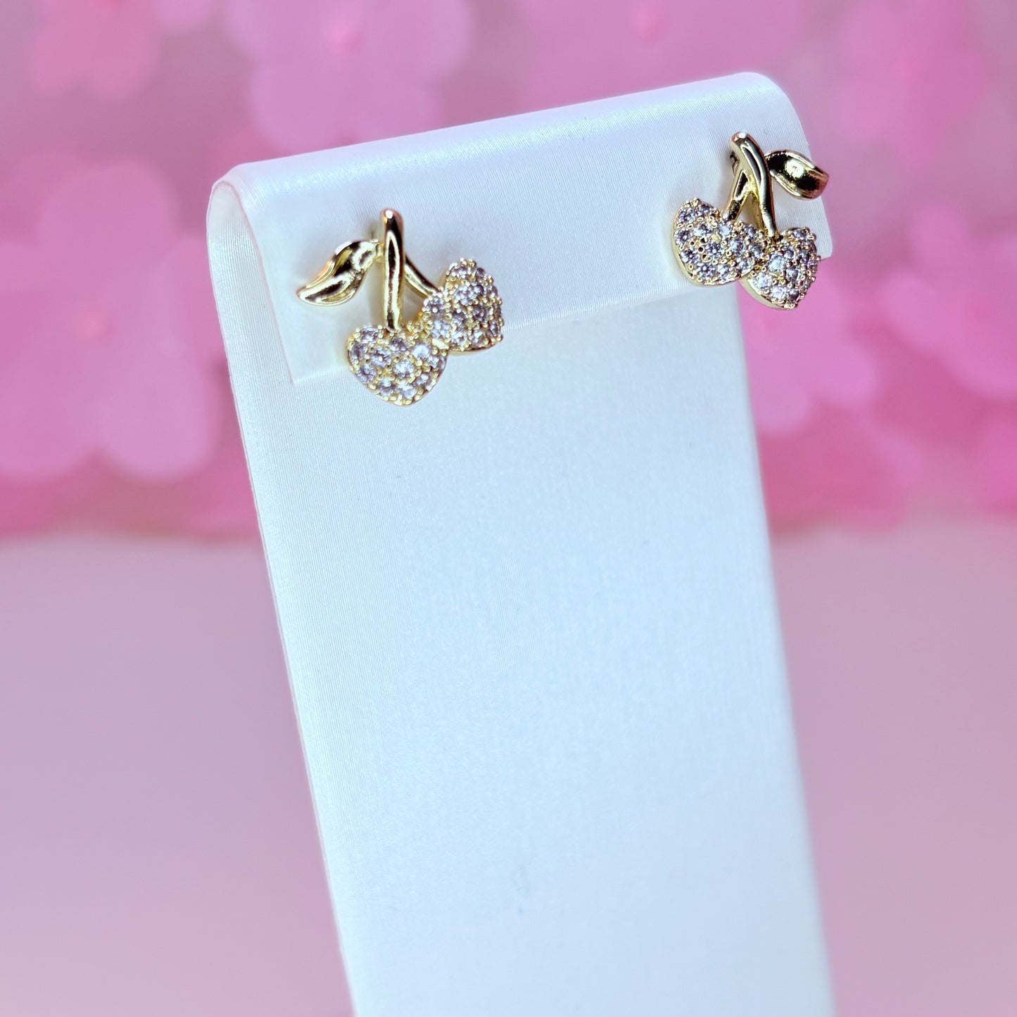 gold heart-cherry earrings