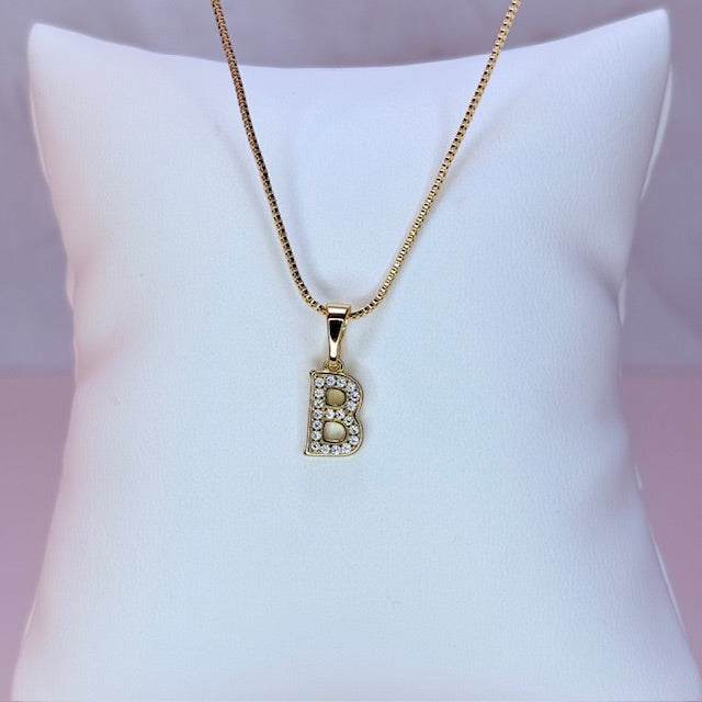 gold mini embellished initial necklace