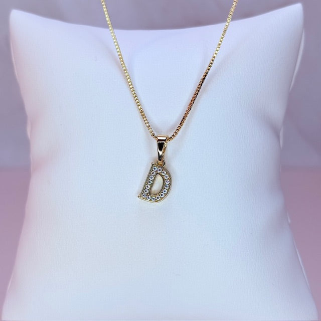 gold mini embellished initial necklace