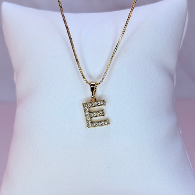 gold mini embellished initial necklace