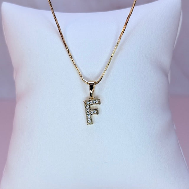 gold mini embellished initial necklace