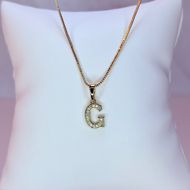 gold mini embellished initial necklace