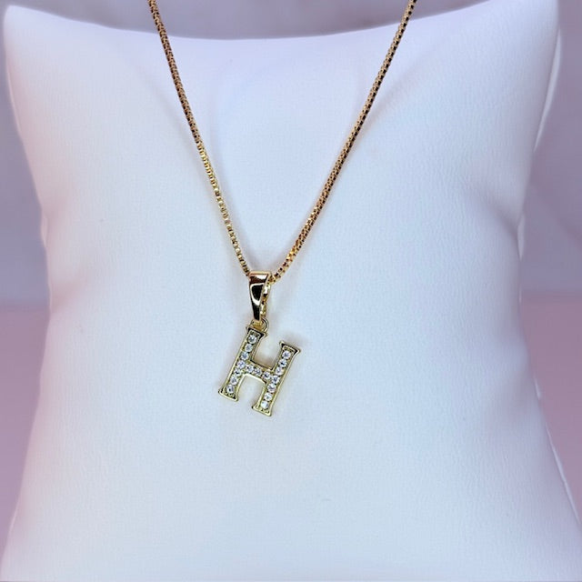 gold mini embellished initial necklace