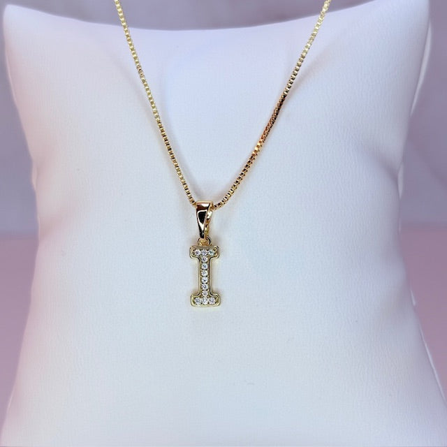 gold mini embellished initial necklace