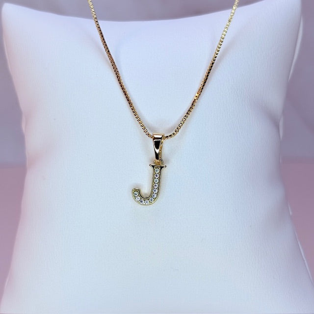 gold mini embellished initial necklace