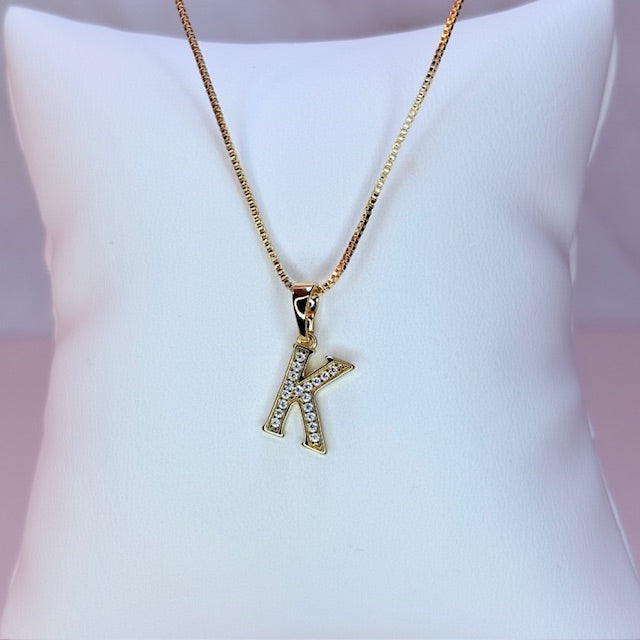 gold mini embellished initial necklace