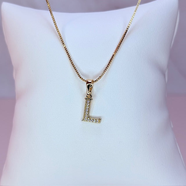 gold mini embellished initial necklace