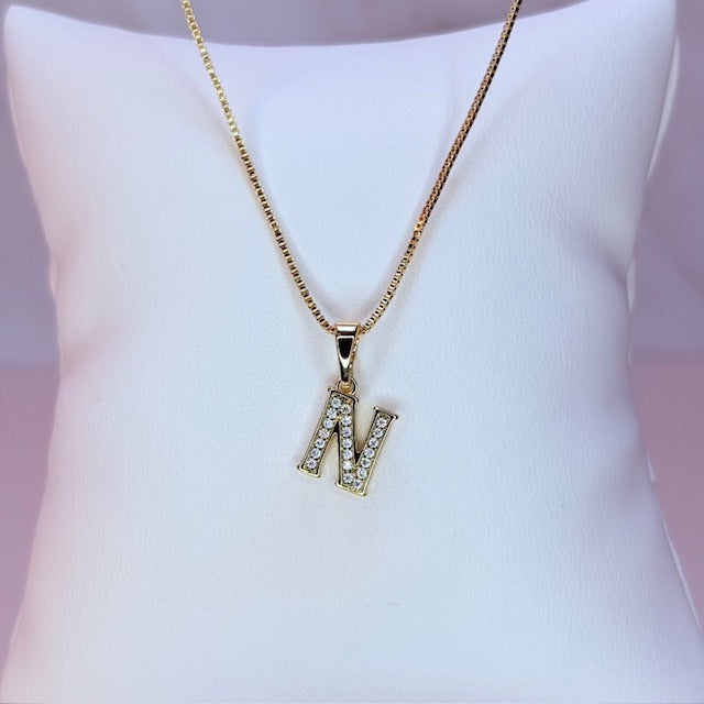 gold mini embellished initial necklace