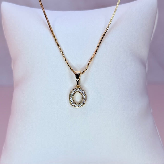 gold mini embellished initial necklace