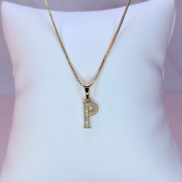 gold mini embellished initial necklace
