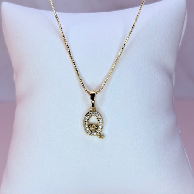 gold mini embellished initial necklace