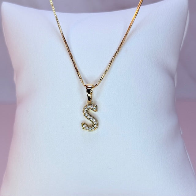gold mini embellished initial necklace