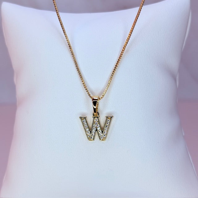 gold mini embellished initial necklace
