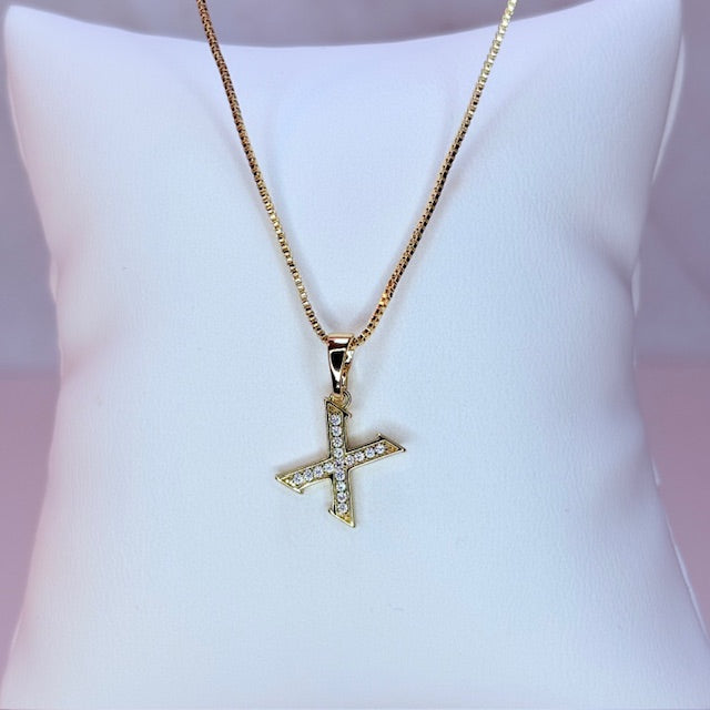 gold mini embellished initial necklace