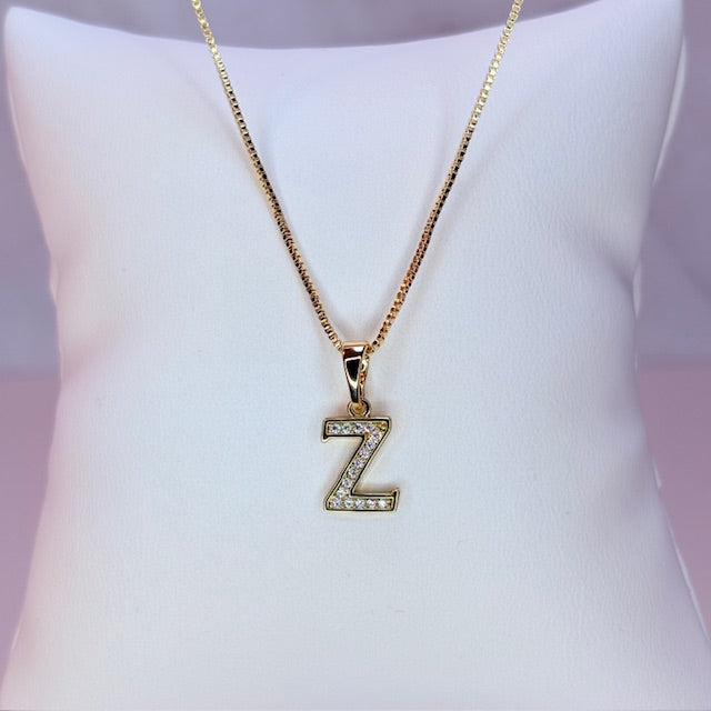 gold mini embellished initial necklace